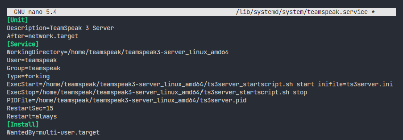 Teamspeak 3 SystemdFile
